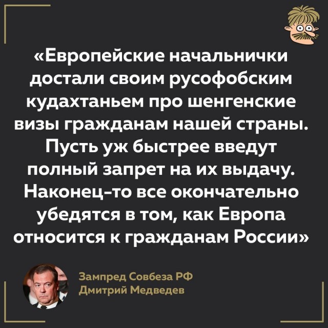 Медведев призвал как можно скорее запретить выдачу виз россиянам