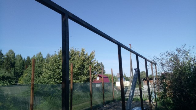 Откатные ворота, навес-гараж