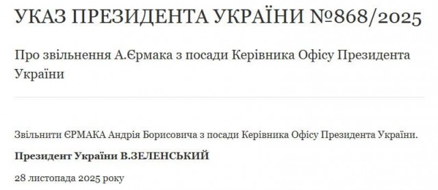 Глава офиса президента Украины Андрей Ермак подал заявление об отставке