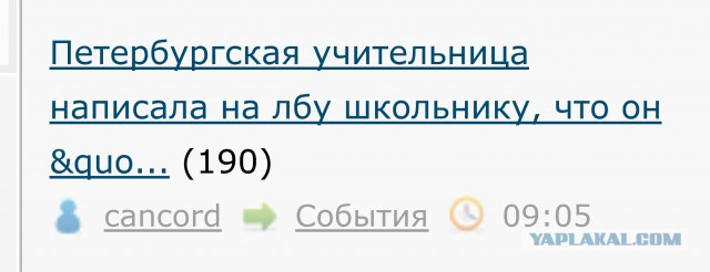 Петербургская учительница написала на лбу школьнику, что он "дурак"