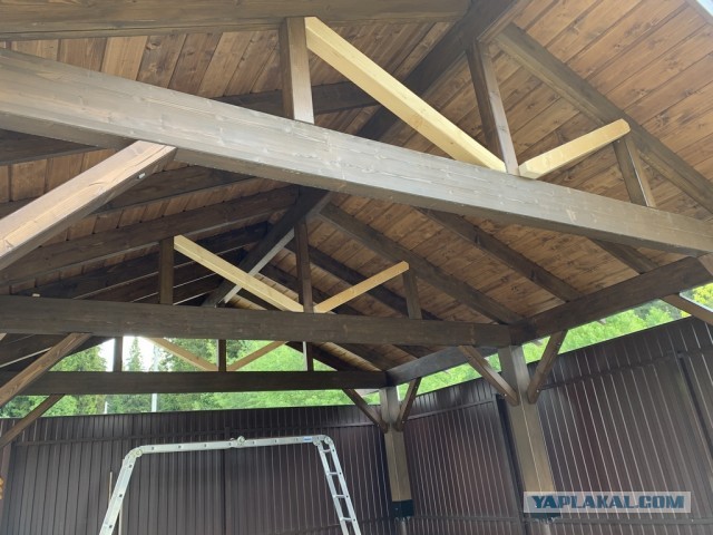 Навес для авто из бруса своими руками