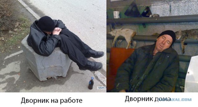 На работе и дома.