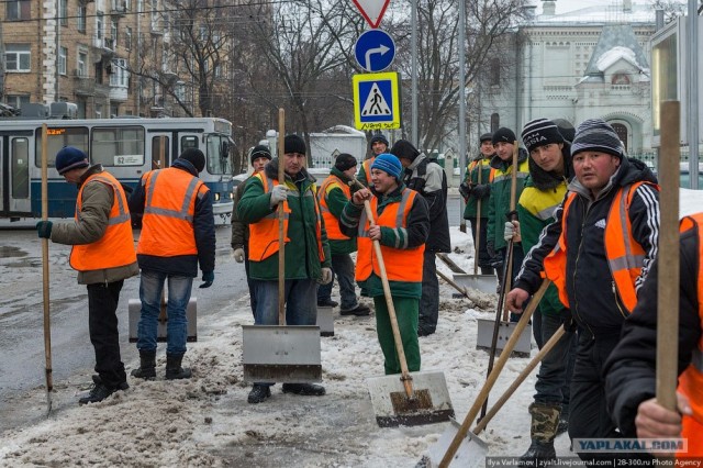 Собянин встретился с русскими дворниками в Москве