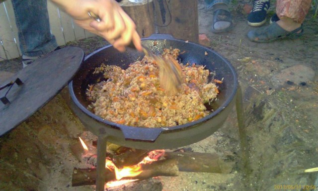 Как я готовлю вкусный плов в казане.