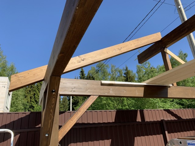 Навес для авто из бруса своими руками