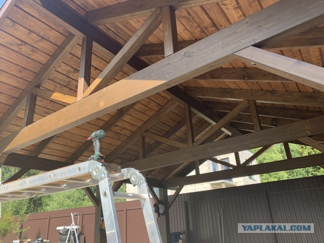 Навес для авто из бруса своими руками
