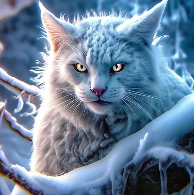 Котики из снега и котики на снегу