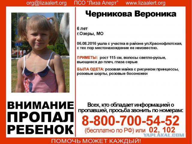 Помогите! Пропала девочка 6 лет