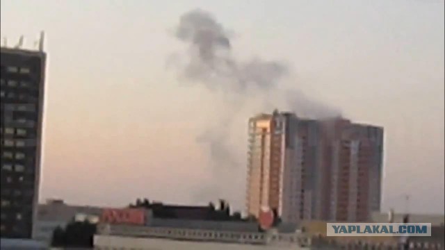 Луганск.Момент попадания снаряда в 25-этажный дом