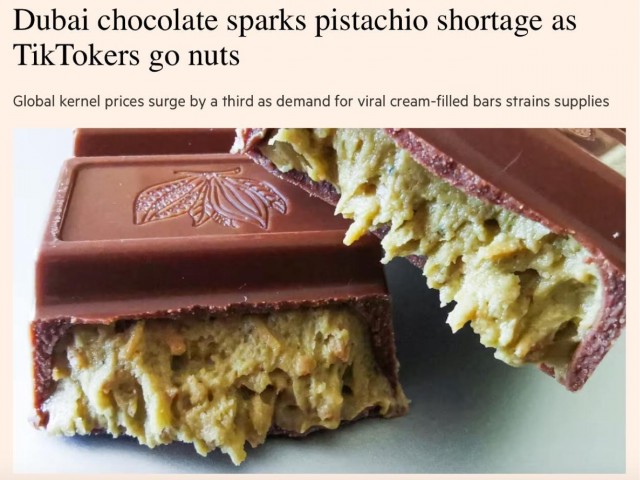 В мире начался дефицит фисташек из-за популярности дубайского шоколада в TikTok, пишет Financial Times