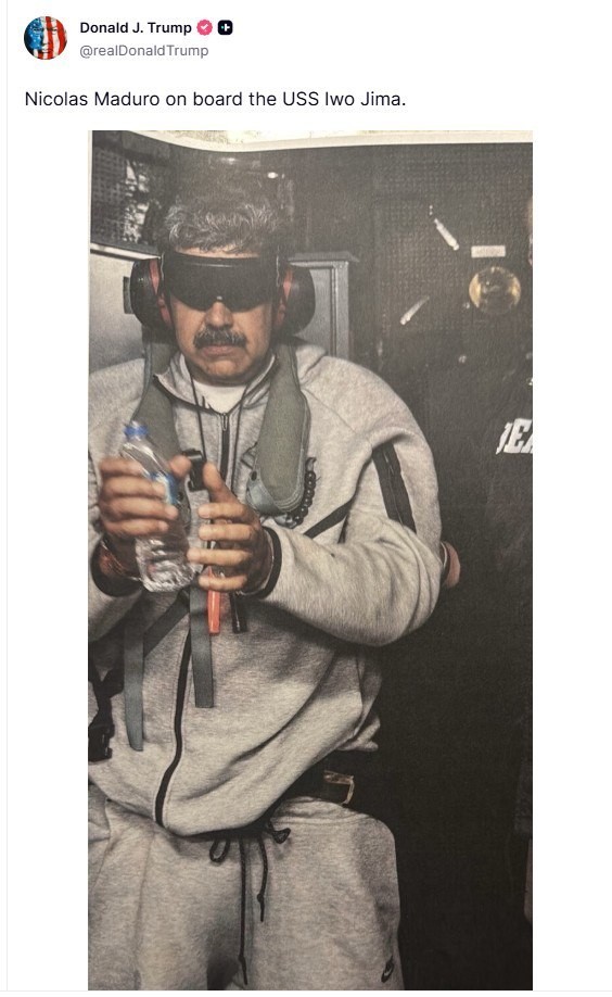Трамп выложил фото захваченного Николаса Мадуро