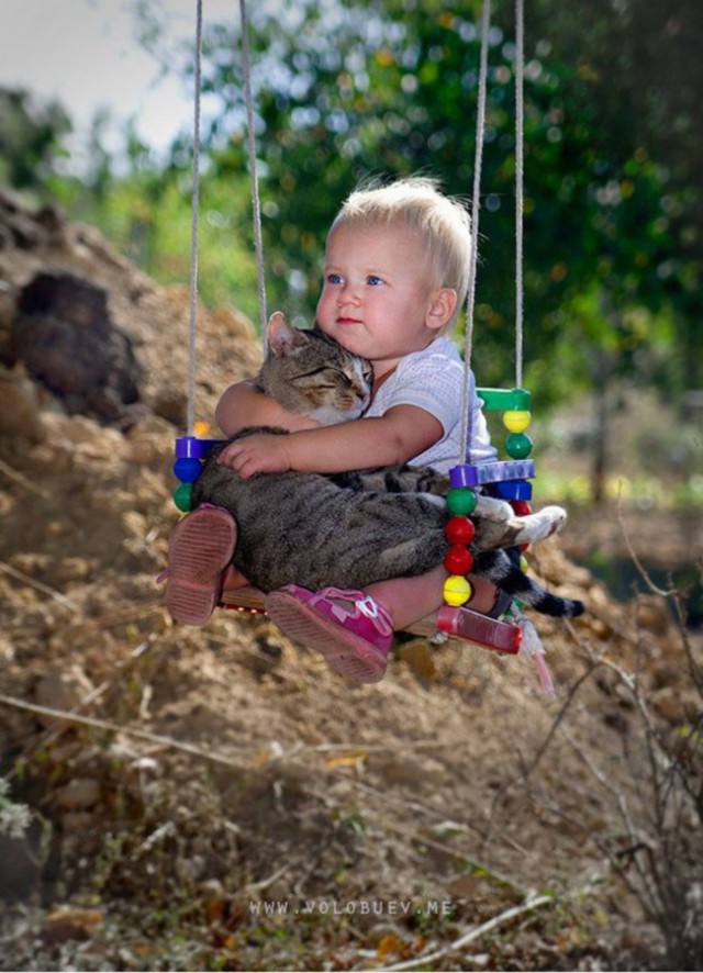 Это милые фото доказывают, что каждому ребенку нужна кошка