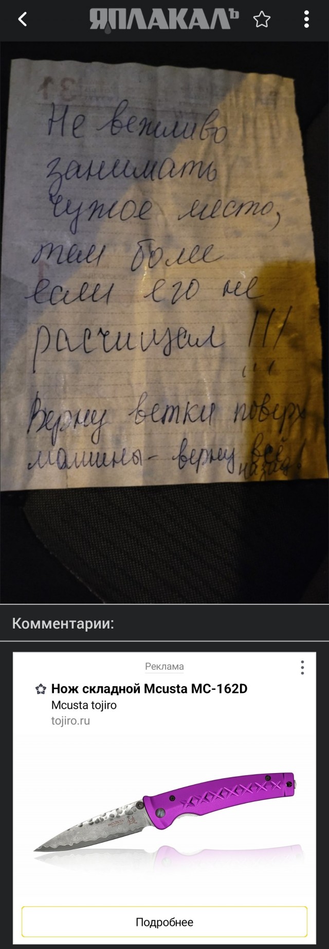 Ситуация под моим забором. Моё