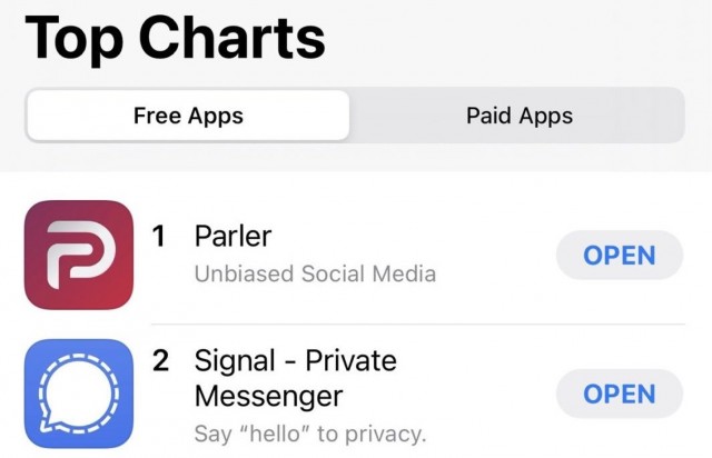 Apple заблочил приложение соцсети Parler