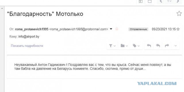 Опубликована предполагаемая копия электронного письма, отправленного «представителем ХАМАС» в минский аэропорт
