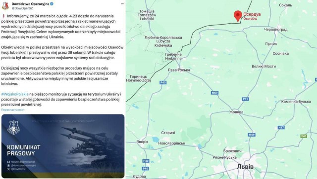 Варшава заявила, что российская крылатая ракета 39 секунд находилась в воздушном пространстве Польши