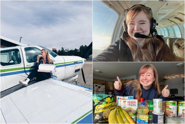Девушка, которая живет в отдаленной деревне на Аляске, час летит на самолете за продуктами