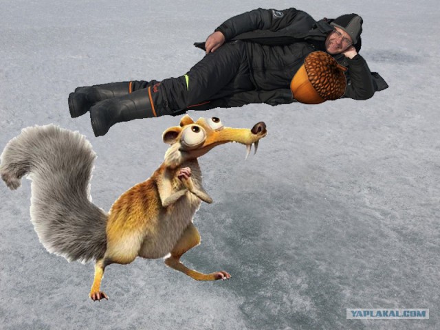 Фотожаба - Мужик на зимней рыбалке