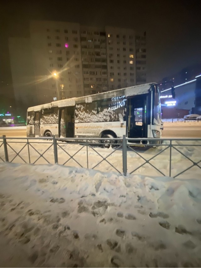 Одинокий автобус заметили жители города Видного Московской области