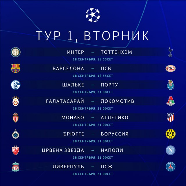 Champions League Сезон 2018/2019 Часть 1