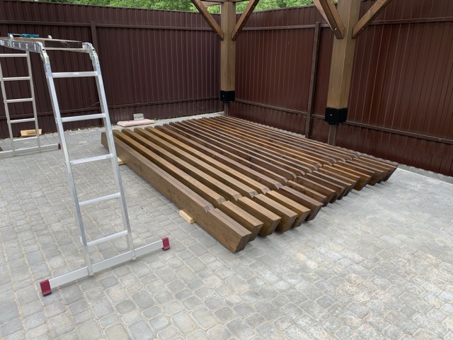 Навес для авто из бруса своими руками