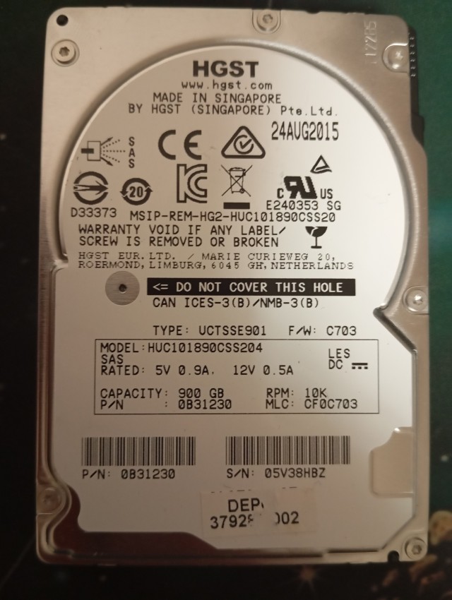Жёсткий диск SAS HGST 900 gb