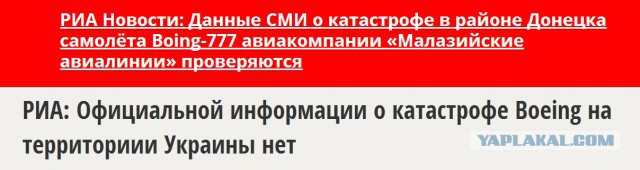 На Украине рухнул Боинг-777 малайзийских авиалиний
