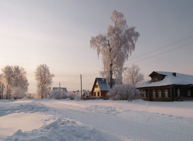 Тишина и холод в деревне