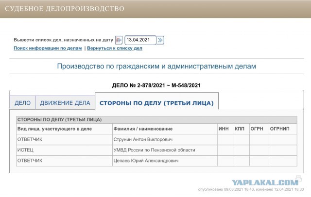 Полиция Пензы потребовала от главы местного штаба Навального почти 900 тысяч рублей за выплаты силовикам, работавшим в выходной