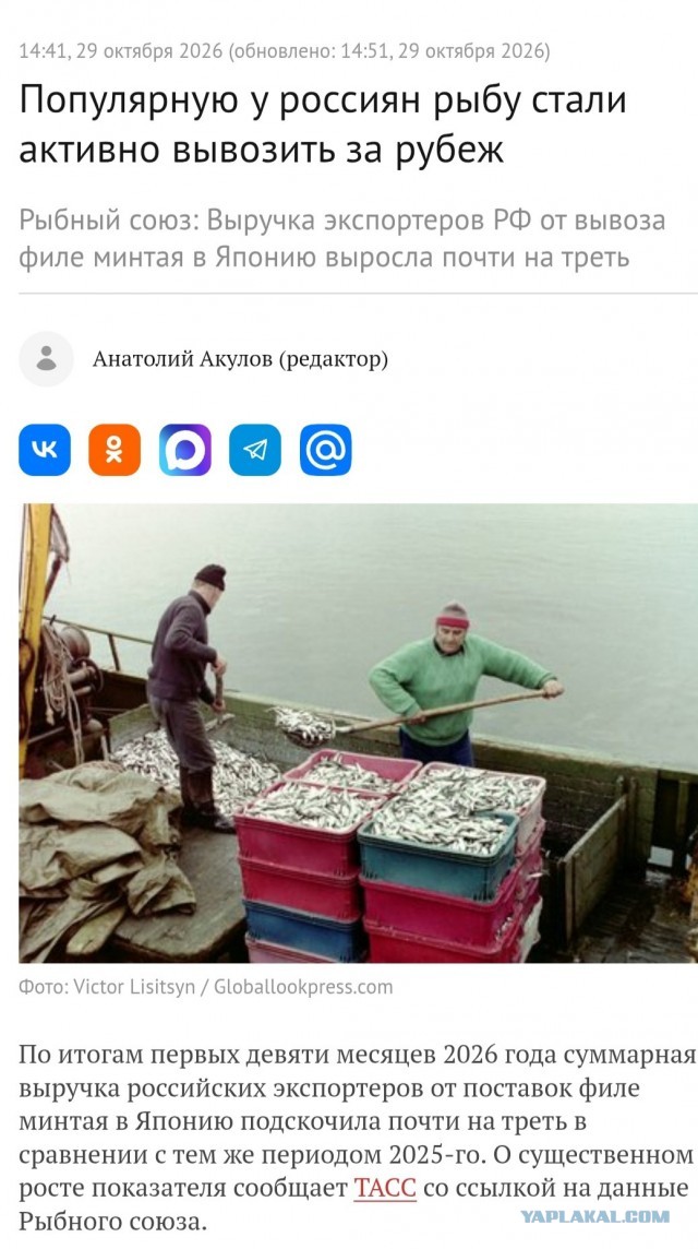 Стремительное подорожание рыбы в России объяснили