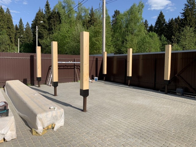 Навес для авто из бруса своими руками