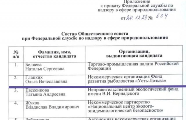 Ольга Глацких вошла в состав общественного совета при Росприроднадзоре.