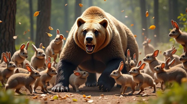 Сколько нужно зайцев, чтобы завалить медведя?