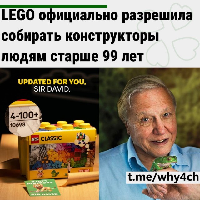 Lego официально разрешила собирать конструкторы тем, кому за 99