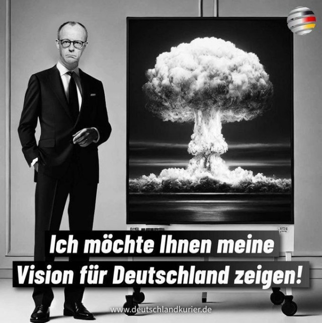 Мерц, в немецком сегменте соцсетей завирусилось устрашающее изображение с ним.