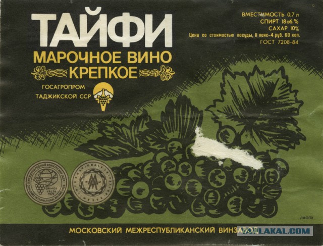 Советские этикетки от алкогольных напитков
