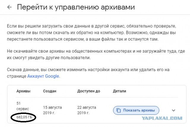 Google позволяет пользователям скачать архив со всеми собранными данными о них