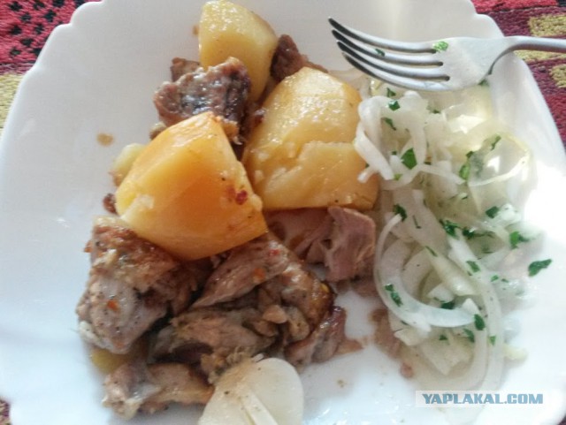 Баранина с картошкой(пирожок) и харчо