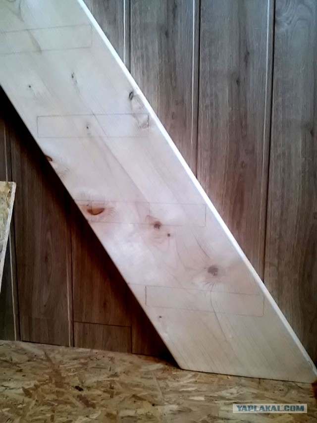 Деревянная лестница с гусиным шагом