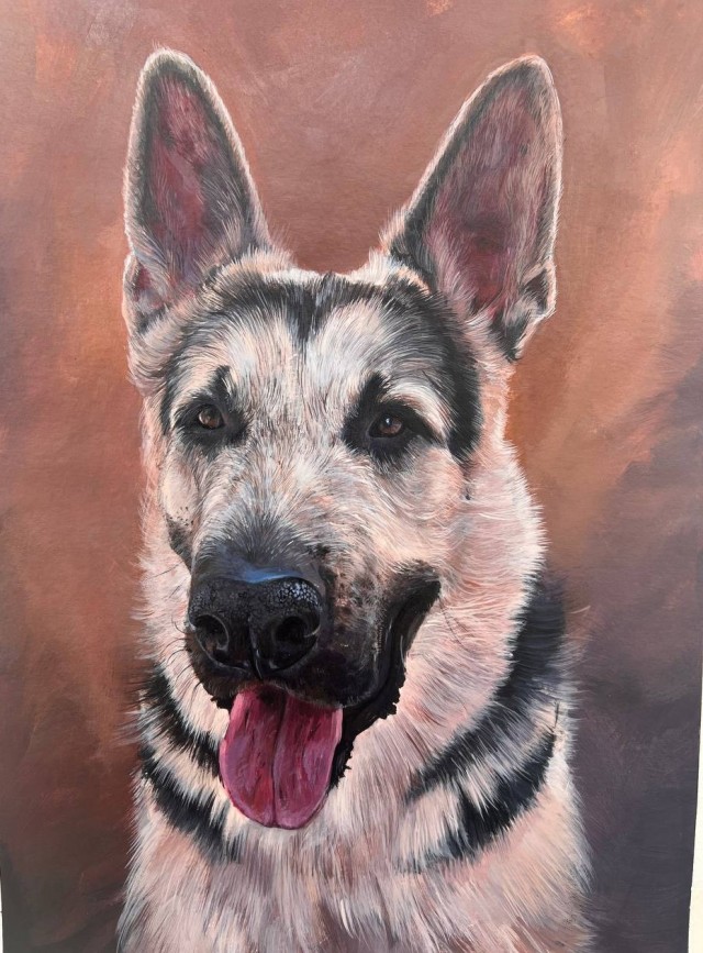 Рисунок акрилом. Пёс Грей.