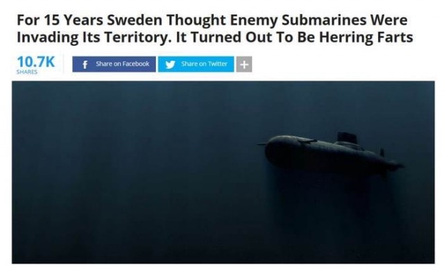 15 лет военные моряки Швеции слушали, как выпускает газы селёдка
