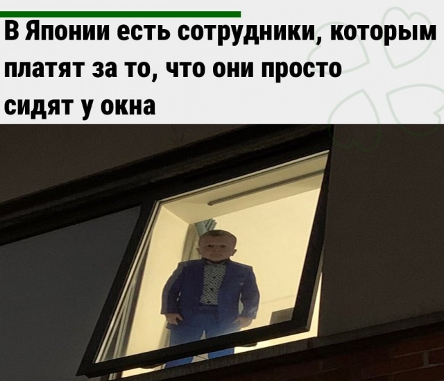 В Японии есть сотрудники, которым платят за то, что они просто сидят у окна