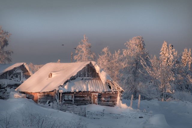 Снег и мороз в деревне