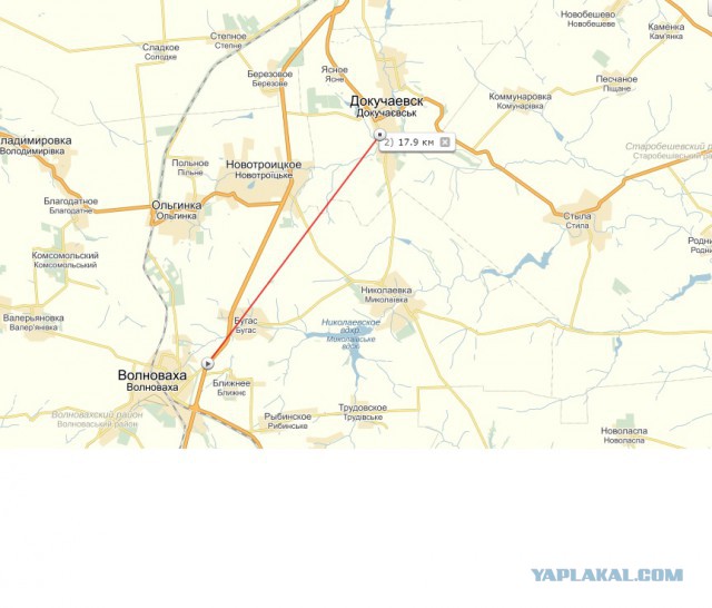 Карта волновахского района донецкой области с названием сел подробная