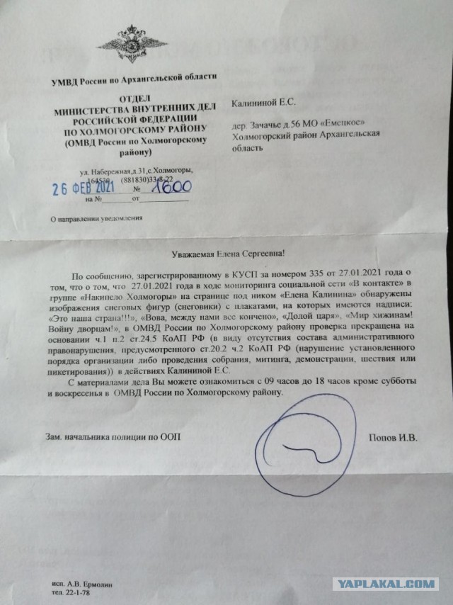 Полиция в Архангельской области оправдала протестовавших снеговиков