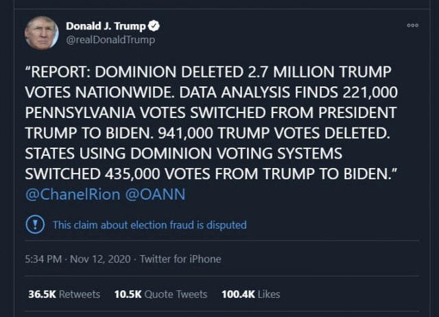 Трамп заявил, что у него украли 2,7 млн. голосов