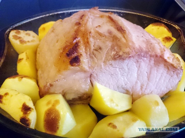 Свинина в горячем маринаде, с картохой и горохой