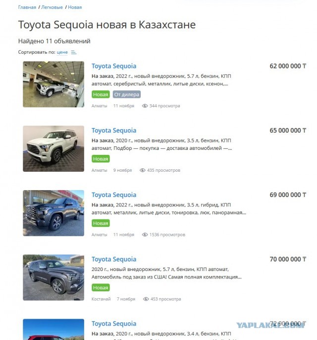 В России начали продавать огромный внедорожник Toyota Sequoia