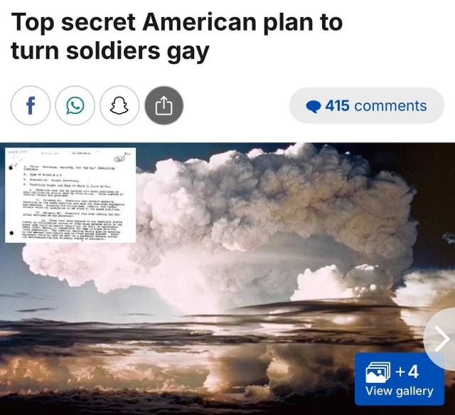 Американские военные планировали создать "гей*-бомбу"