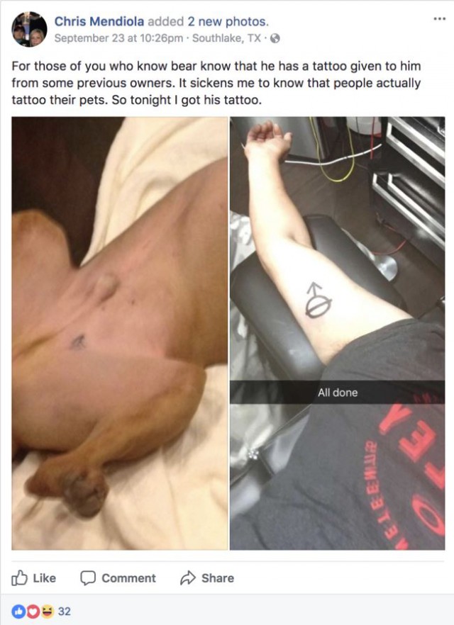 Техасец сделал татуировку, как у своей собаки. Но что-то пошло не так...